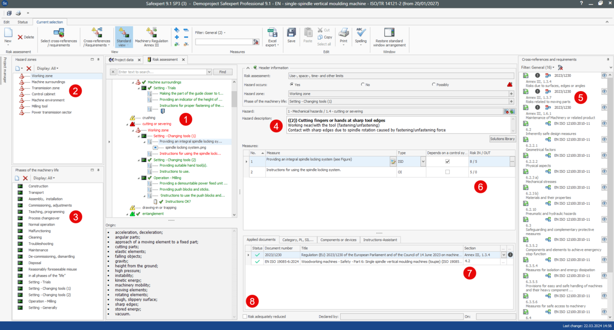 Detailed view of the risk assessment screen in Safexpert